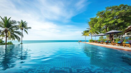 beautiful swimming pool by the beach