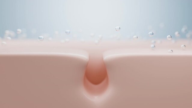 Cleansing bubble remove oil and clogged pore, tighten pores and acne prevention concept. 3D rendering.