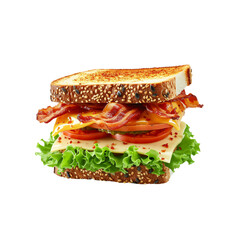 Sandwich with bacon,cheese,fast food,isolated on white and transparent background