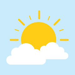 Sun Behind Cloud On The Blue Sky Vector Illustration