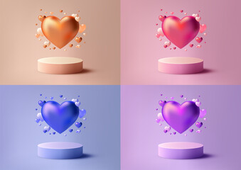 Dreamy Valentine's Day Podium, Showcase Love in Pink 3D Romance