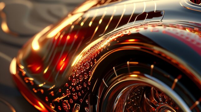 A closeup shot reveals the intricate patterns and designs within the flare adding an unexpected level of detail to this usually utilitarian car part. - Powered by Adobe
