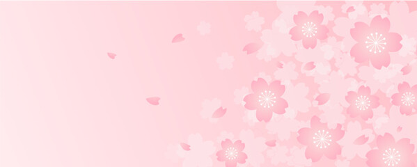 ピンクのパステル調の桜吹雪の背景素材のベクターイラスト
