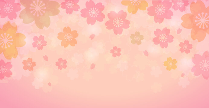 カラフルなパステル調の桜模様のベクターイラスト背景画像