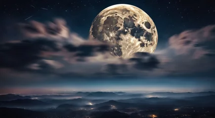 Crédence de cuisine en verre imprimé Pleine Lune arbre moon in the night with stars and cloud, moon view at the night, beautiful moon with stars