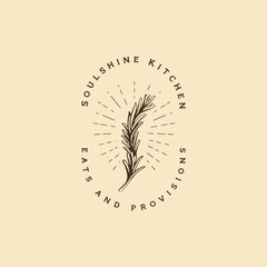  hand drawn  logo icon of nature leaf plant for restauran,plant vector logo design illustration, restaurant logo