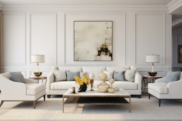 Fototapeta na wymiar Elegant Formal Living Room, Displayed Against a White Canvas for Maximum Impact, Generative AI