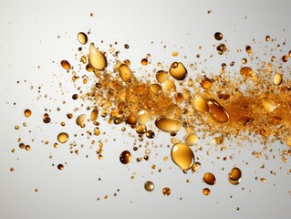 Golden Shower: A Stunning Display of Isolated Gold Confetti on White Background