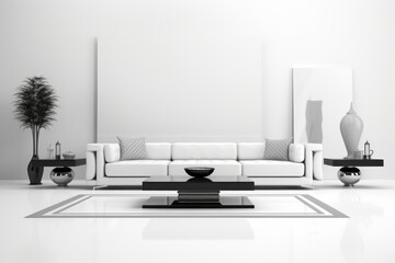 Luxury High-End Living Room, Set Against an Isolated White Surface, Generative AI