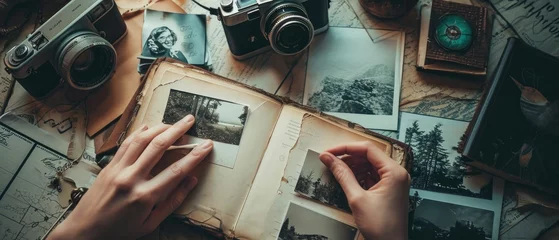 Fotobehang Capturing Memories: A Journey Through the Pages of a Scrapbook © Arnolt