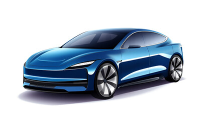 Electric car in concept, EV car isolated on white background, image ai generate