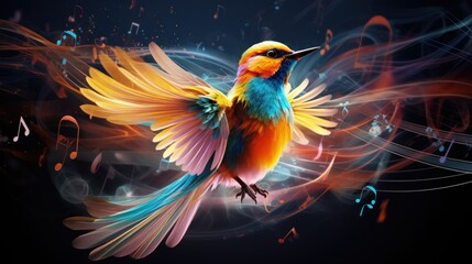 Artistic colorful bird drawing