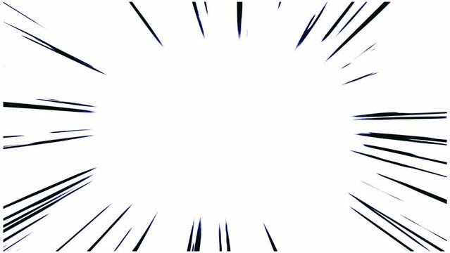 Animation of black anime speed line background. Radial Comics Speed ​​of Light Line. manga speed line zoom