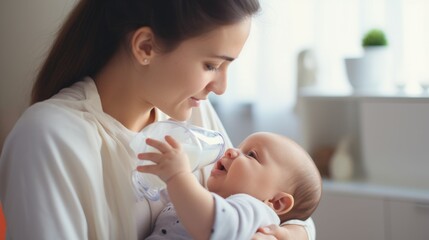 Obraz na płótnie Canvas Mother holding her baby