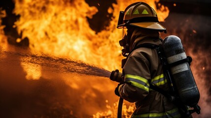 firefighter extinguishing fire