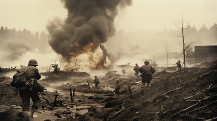Unforgettable Moments: Capturing the Korean War in a Press Photo - obrazy, fototapety, plakaty