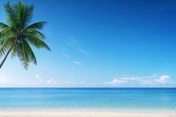 Fototapeta na wymiar Generative AI Image of Tropical Summer Background with Coconut Tree on Beach