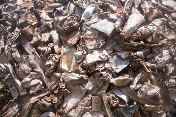 Weathered iron wall with seamless background of iron products