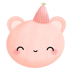 Happy bear face wear party hat