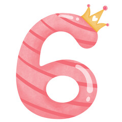Number six with crown for birthday party