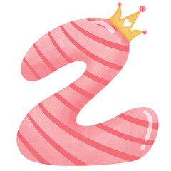 Number two with crown for birthday party