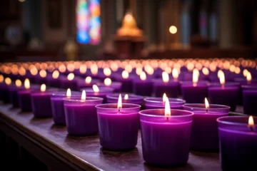 Fotobehang Ash Wednesday Purple Candles in a Church  © Richard