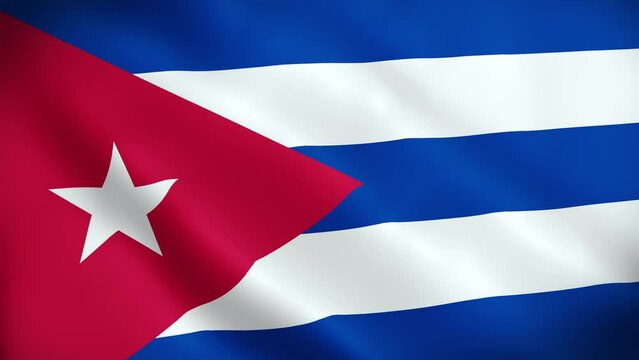 Cuba flag waving in the wind with high quality texture in 4K National Flag. seamless loop animation of the Cuba flag.