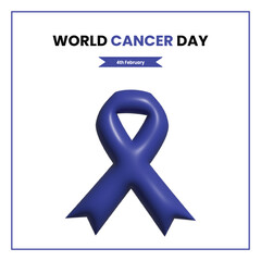 world cancer day social media post with 3d blue aids awareness ribbon on white background