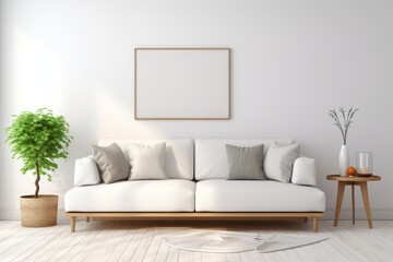 Simple and Cozy Living Room, Featured on a Clean White Canvas, Generative AI