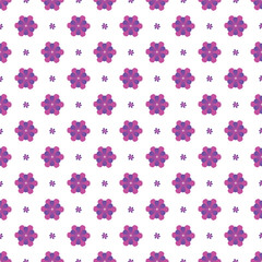 Seamless pattern of pink and purple flowers