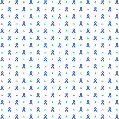 Cancer awareness day blue and green ribbons seamless pattern, vector