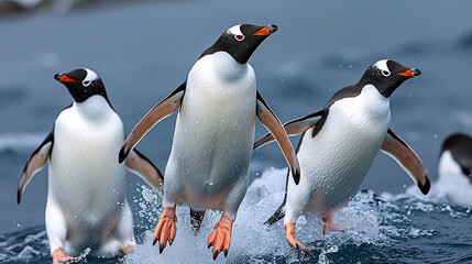 Fototapeta premium two penguins on the rocks