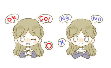 マルバツを示す女の子のイラスト