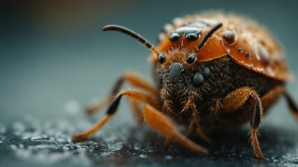 Fototapeta premium A close up of a ladybug with its eyes closed. Generative AI.