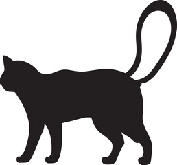 black slim magic cat standing, icon
