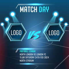 Football match sport graphics blue light template for online broadcast and social media