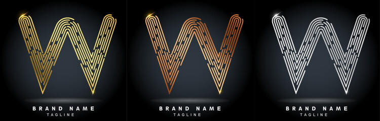 W Letter Logo concept Linear style. Creative Minimal Monochrome Monogram emblem design template. Graphic Alphabet Symbol for Luxury Fashion Corporate Business Identity. Elegant Vector element
