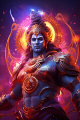 Colorful Lord Ram on dynamic colorful background, Indian God, ram mandir, raghupati, ram nawami, ram raj, generative AI - obrazy, fototapety, plakaty