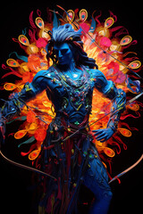 Colorful Lord Ram on dynamic colorful background, Indian God, ram mandir, raghupati, ram nawami, ram raj, generative AI - obrazy, fototapety, plakaty