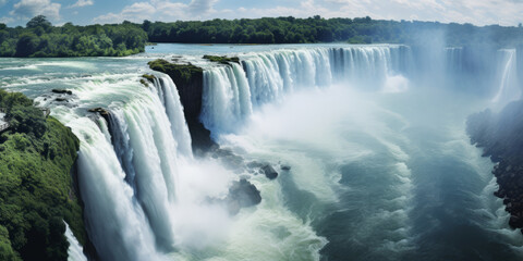 Majestic Waterfall Serenity: Nature's Power in Motion by AI generate.