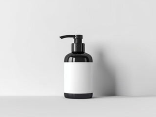 Obraz premium Cosmetic bottle with blank white label on table