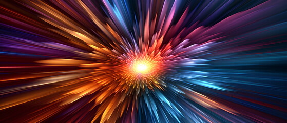 Stunning abstract spectral image. Mesmerizing 3D colorful abstract visualizations gives a feeling of heading towards the future or can be used to capture the audience's attention in a presentation.