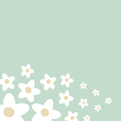 Green background with cute daisy or chamomile 