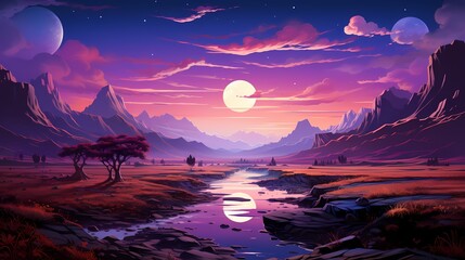 A captivating amethyst purple desert landscape stretching into the horizon