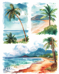 beach with palm trees and sea beach background landscape 