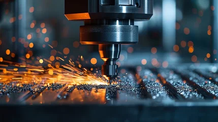 Fotobehang CNC cutting-edge, high-tech machining idea for current mills, space, Generative AI. © Electric Wolf