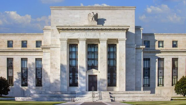 4K time lapse of the Federal reserve building, Washington DC, USA.