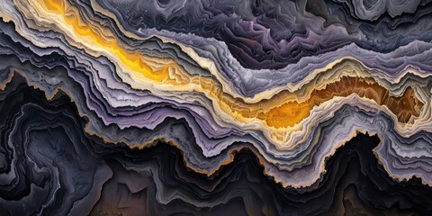 Creating a striking new abstract painting characterized by ethereal gold and pink lines, seamlessly blending with sand-like iridescence black and white illustrations, this artwork boasts flowing lines - obrazy, fototapety, plakaty