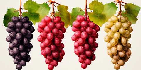 Fresh and juicy grapes on a transparent background. Ideal for use in food and drink design...