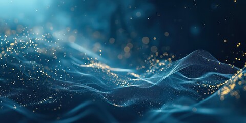 Liquid digital blue wave molecules dance and intertwine, forming a dynamic and mesmerizing display of their intricate patterns in the virtual world.